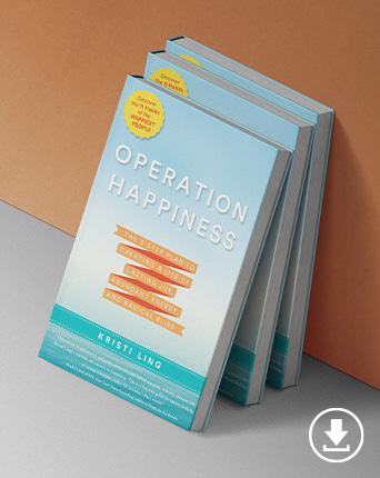 Stack of Operation Happiness books